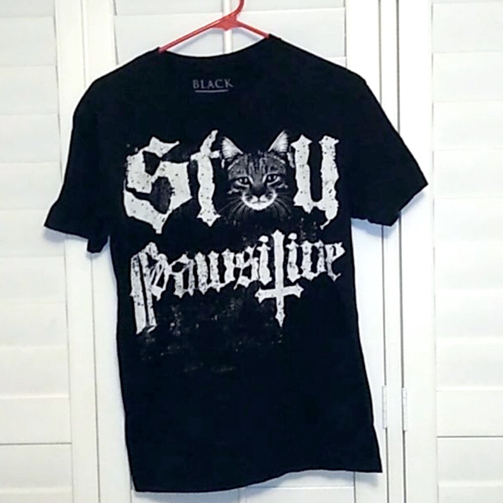 Whimsigoth Y2K Black Craft Stay Pawsitive Tee men’s medium